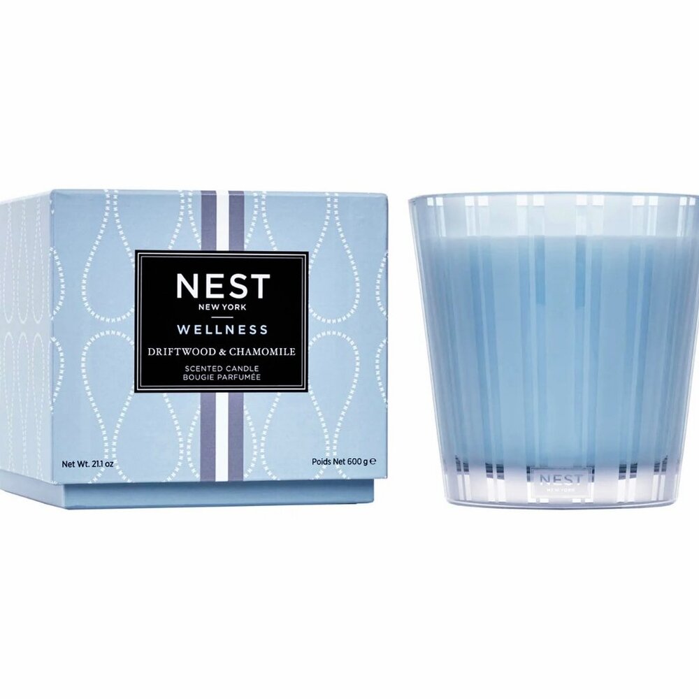 NEST NY Driftwood & Chamomile 3-Wick Scented Candle 21.1oz  Wellness NIB